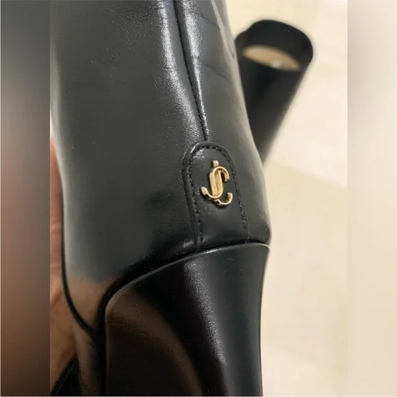 JIMMY CHOO Blake 85 logo-appliquéd leather wedge knee boots Size 36.5 - Picture 9 of 10